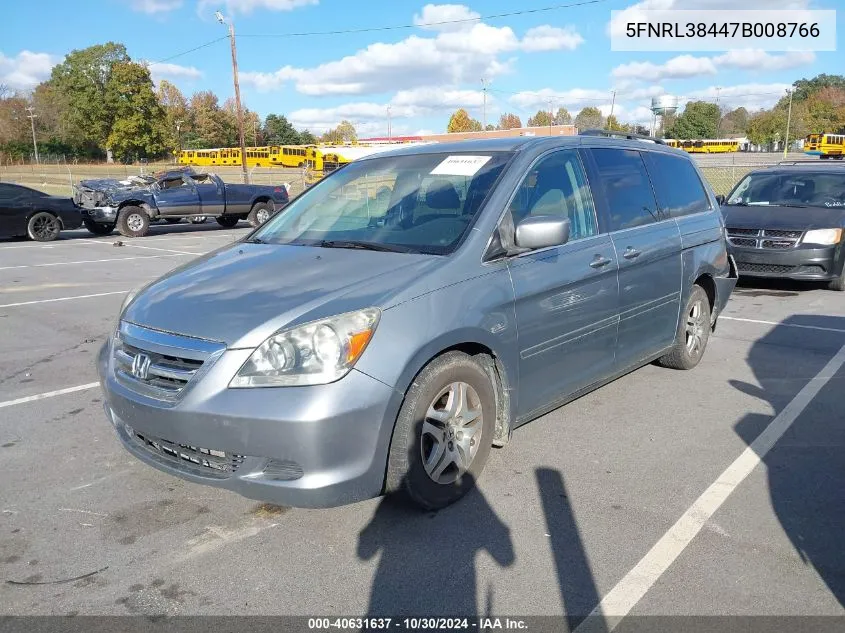 2007 Honda Odyssey Ex VIN: 5FNRL38447B008766 Lot: 40631637