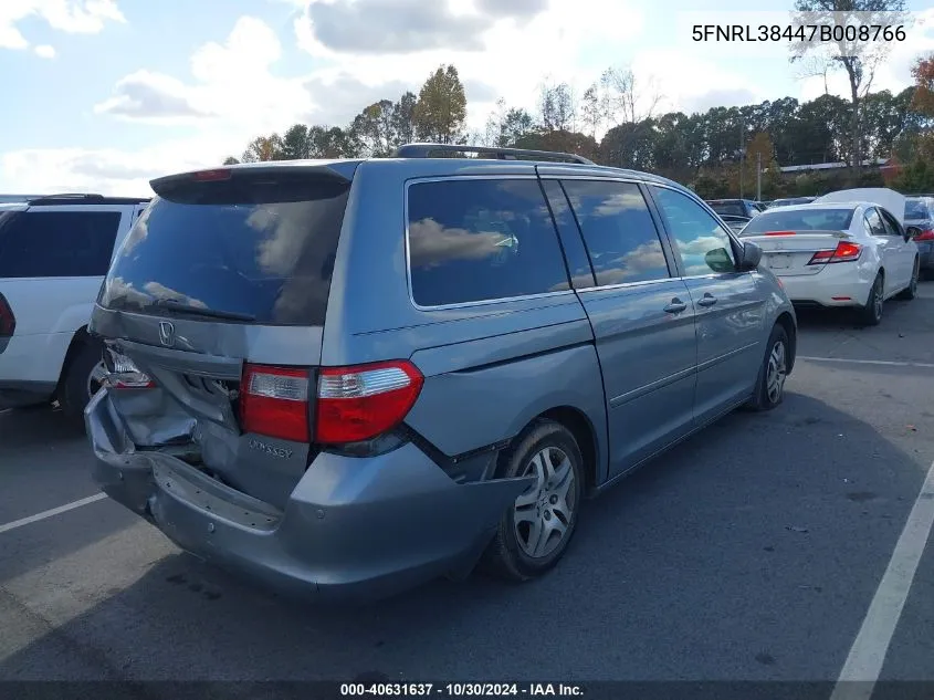 2007 Honda Odyssey Ex VIN: 5FNRL38447B008766 Lot: 40631637