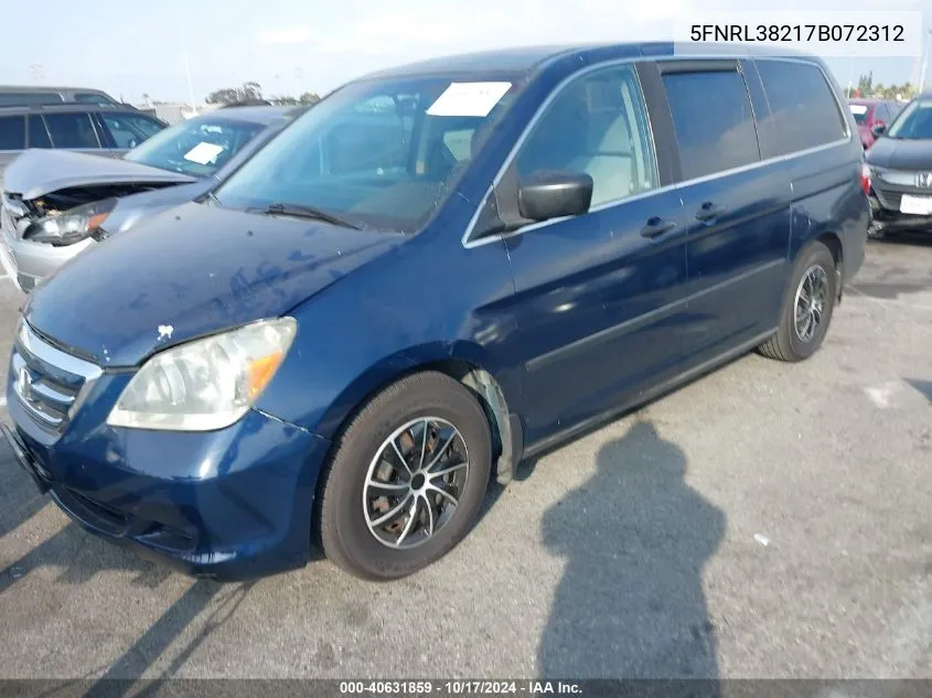 2007 Honda Odyssey Lx VIN: 5FNRL38217B072312 Lot: 40631859