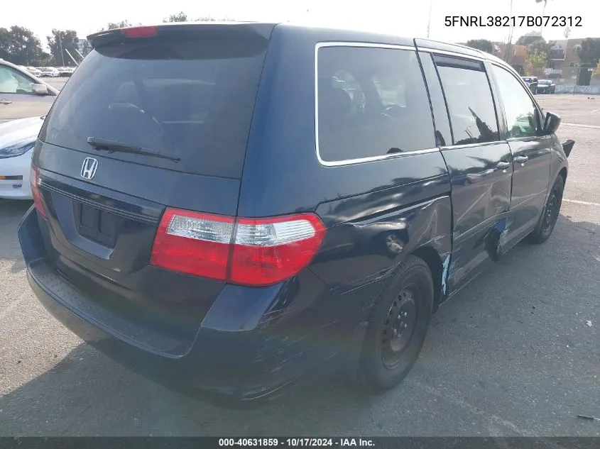 2007 Honda Odyssey Lx VIN: 5FNRL38217B072312 Lot: 40631859