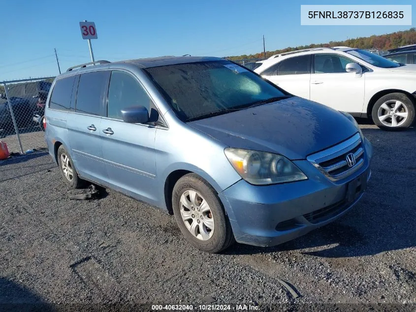 2007 Honda Odyssey Ex-L VIN: 5FNRL38737B126835 Lot: 40632040