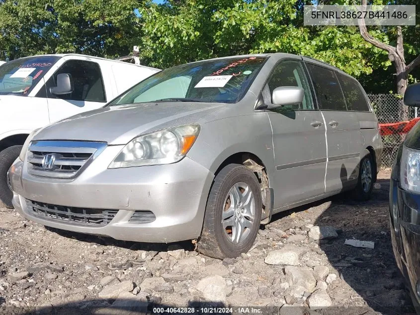 2007 Honda Odyssey Ex-L VIN: 5FNRL38627B441486 Lot: 40642828