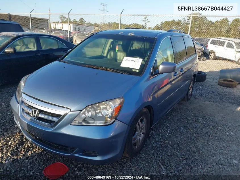 2007 Honda Odyssey Ex-L VIN: 5FNRL38667B044427 Lot: 40649169