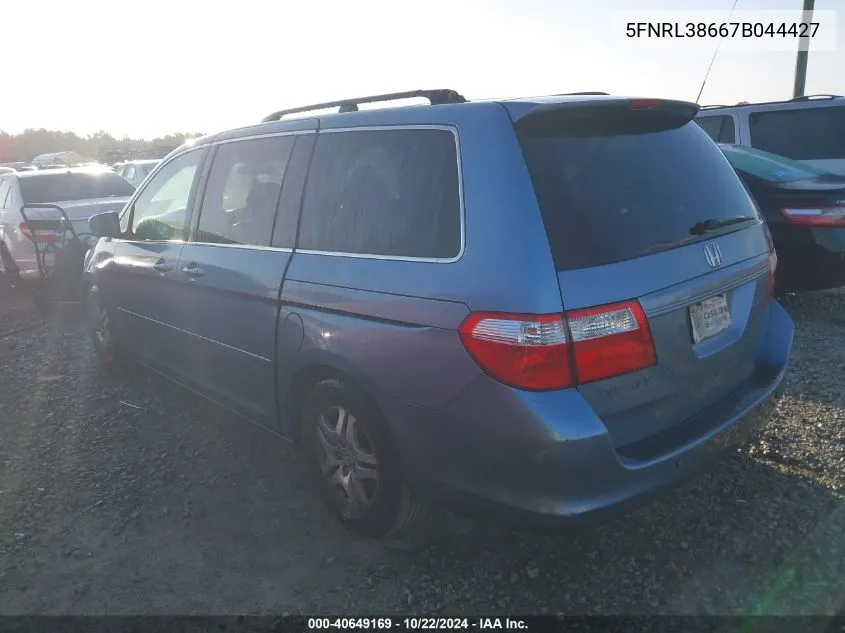 2007 Honda Odyssey Ex-L VIN: 5FNRL38667B044427 Lot: 40649169