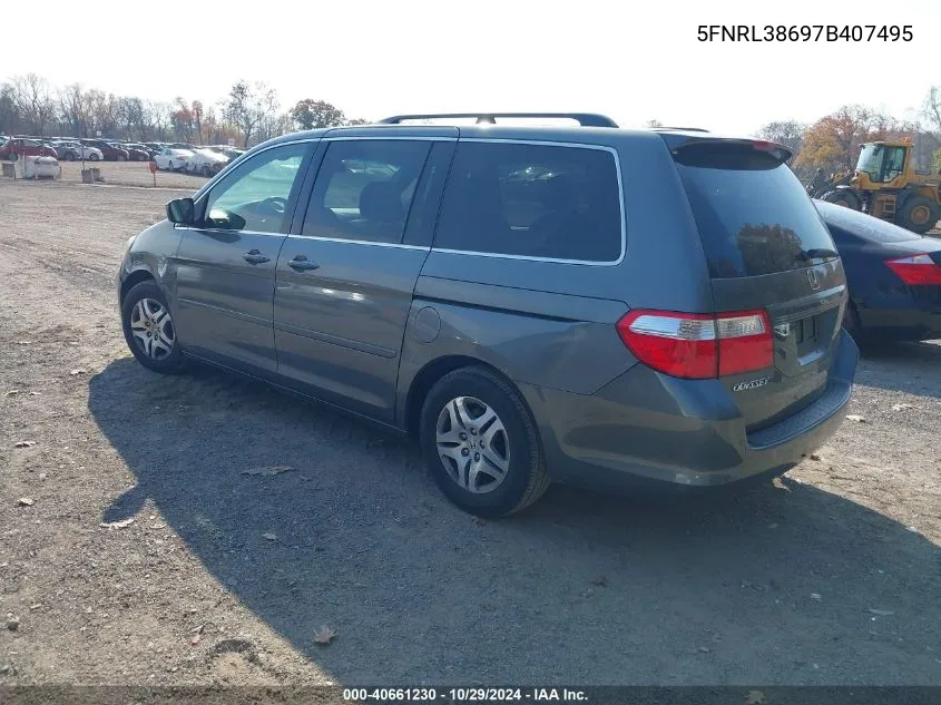 2007 Honda Odyssey Ex-L VIN: 5FNRL38697B407495 Lot: 40661230