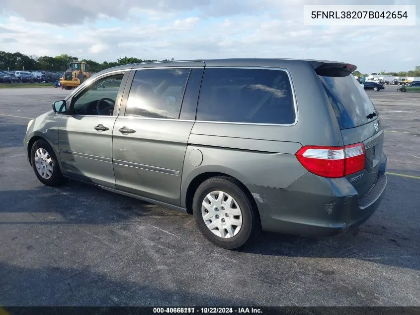 2007 Honda Odyssey Lx VIN: 5FNRL38207B042654 Lot: 40666111