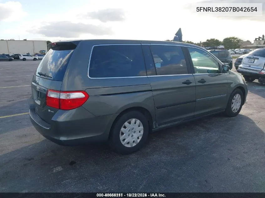 2007 Honda Odyssey Lx VIN: 5FNRL38207B042654 Lot: 40666111