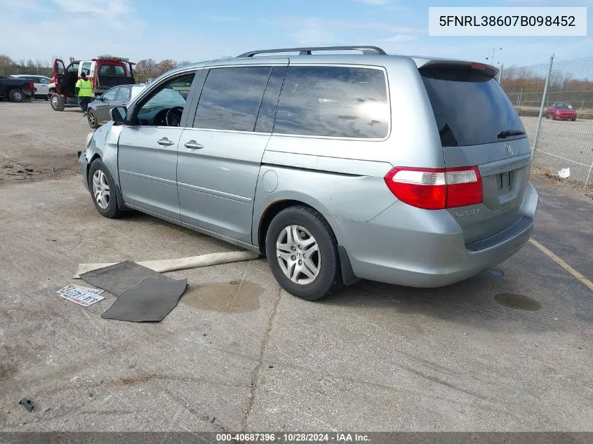 5FNRL38607B098452 2007 Honda Odyssey Exl