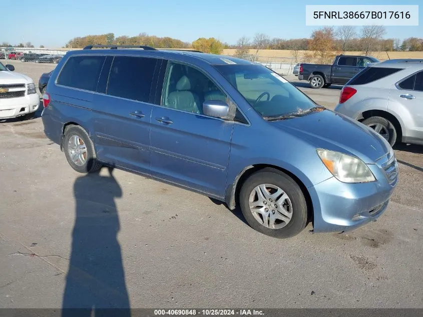 5FNRL38667B017616 2007 Honda Odyssey Ex-L