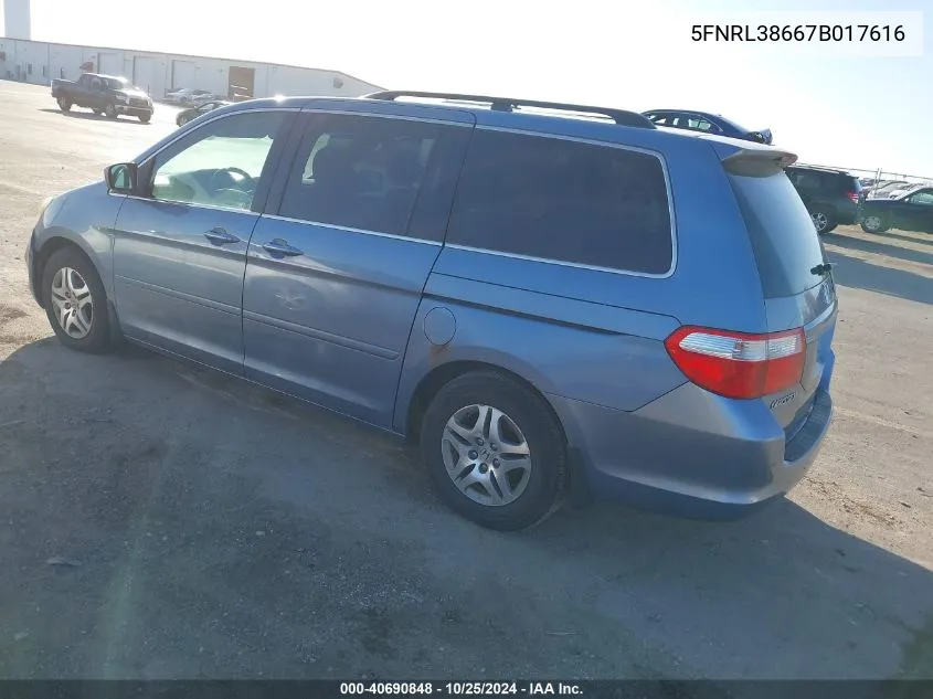 5FNRL38667B017616 2007 Honda Odyssey Ex-L