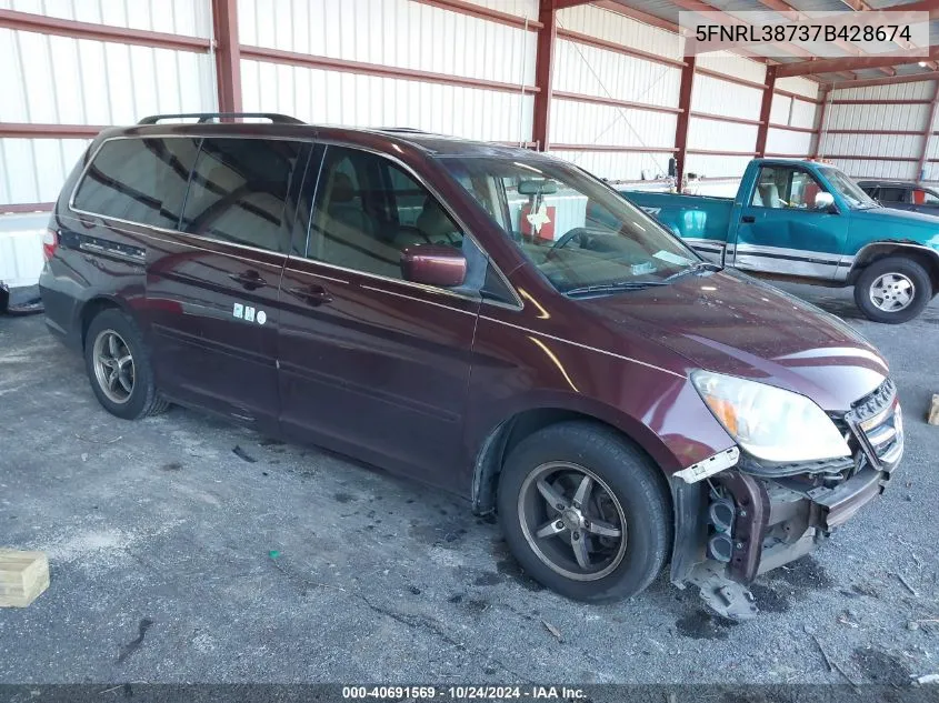 2007 Honda Odyssey Ex-L VIN: 5FNRL38737B428674 Lot: 40691569