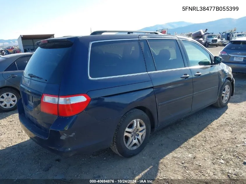 2007 Honda Odyssey Ex VIN: 5FNRL38477B055399 Lot: 40694876