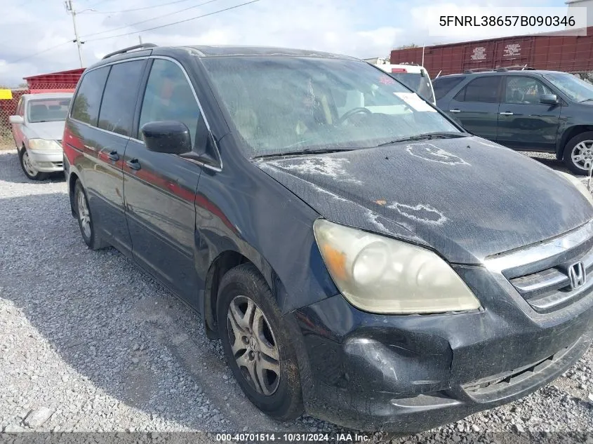 2007 Honda Odyssey Ex-L VIN: 5FNRL38657B090346 Lot: 40701514