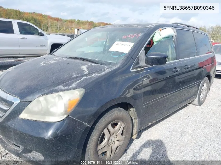 2007 Honda Odyssey Ex-L VIN: 5FNRL38657B090346 Lot: 40701514