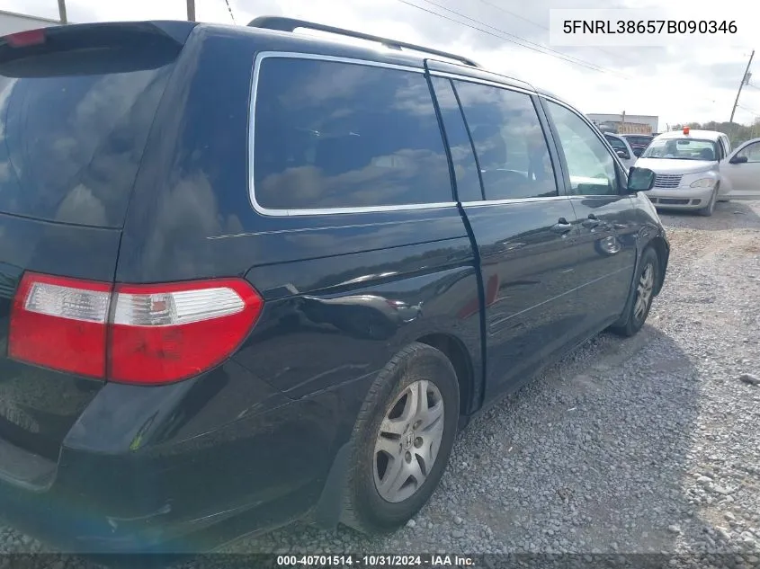 2007 Honda Odyssey Ex-L VIN: 5FNRL38657B090346 Lot: 40701514