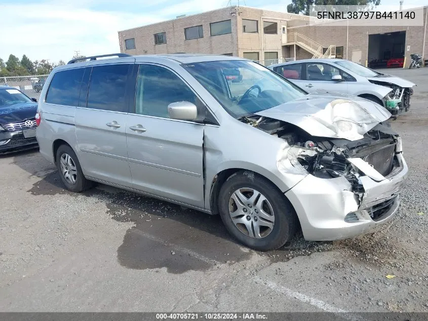 2007 Honda Odyssey Ex-L VIN: 5FNRL38797B441140 Lot: 40705721