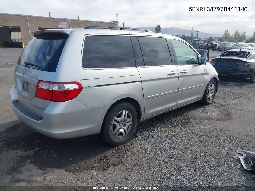 2007 Honda Odyssey Ex-L VIN: 5FNRL38797B441140 Lot: 40705721