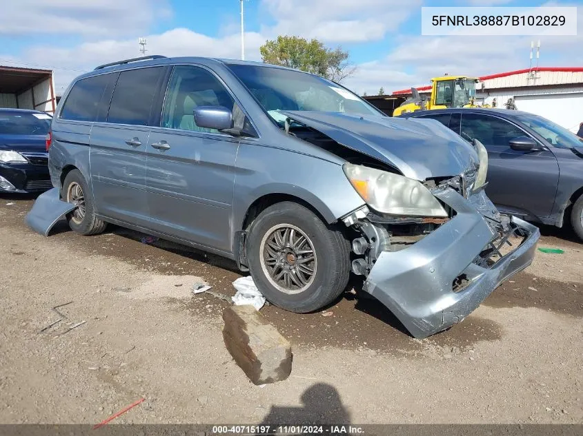 2007 Honda Odyssey Touring VIN: 5FNRL38887B102829 Lot: 40715197