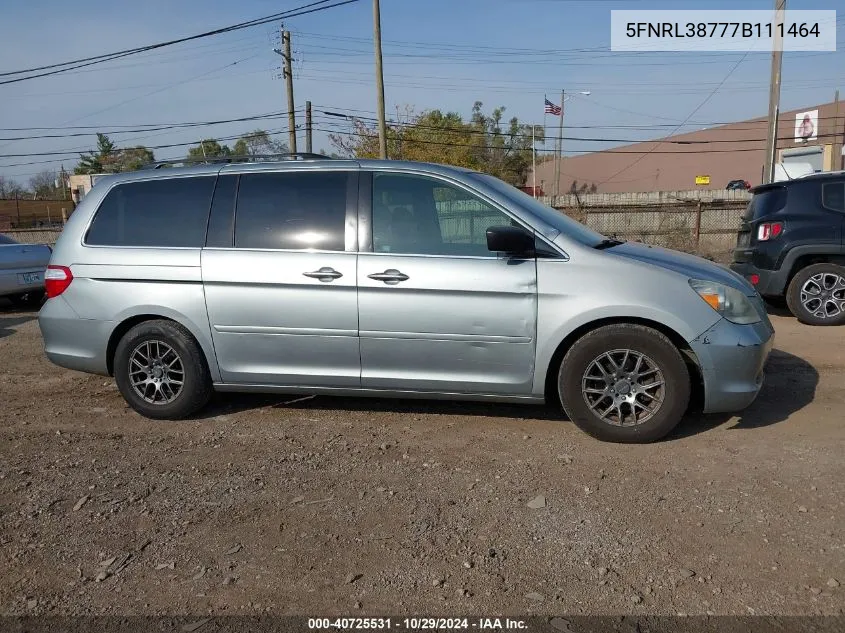 2007 Honda Odyssey Ex-L VIN: 5FNRL38777B111464 Lot: 40725531