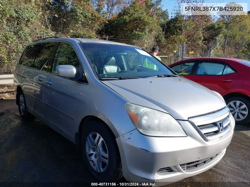 2007 Honda Odyssey Ex-L VIN: 5FNRL387X7B425920 Lot: 40731156