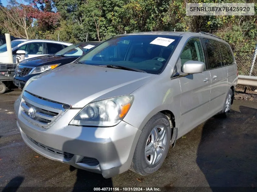 2007 Honda Odyssey Ex-L VIN: 5FNRL387X7B425920 Lot: 40731156