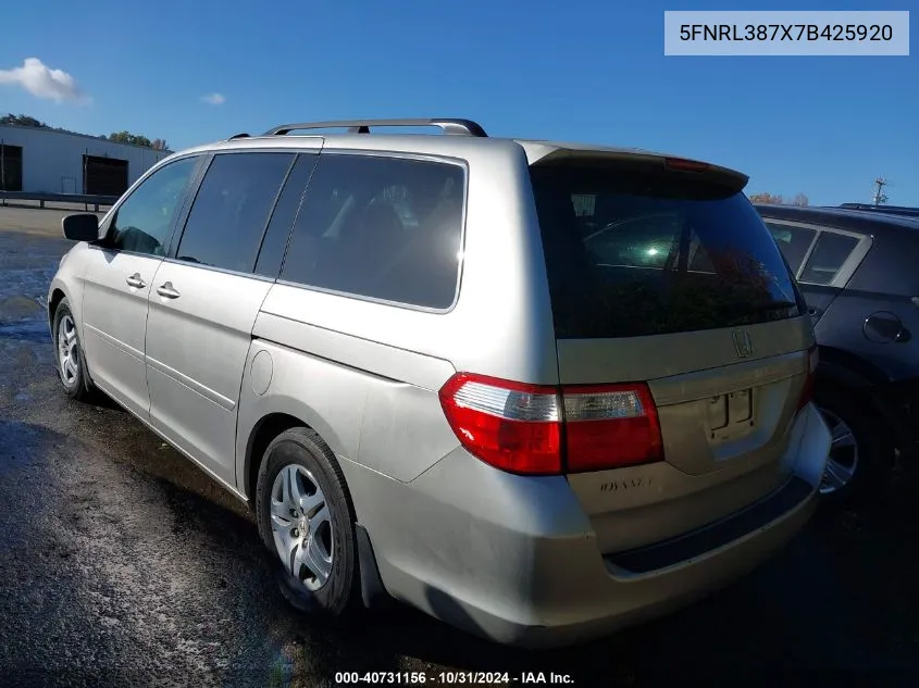 2007 Honda Odyssey Ex-L VIN: 5FNRL387X7B425920 Lot: 40731156