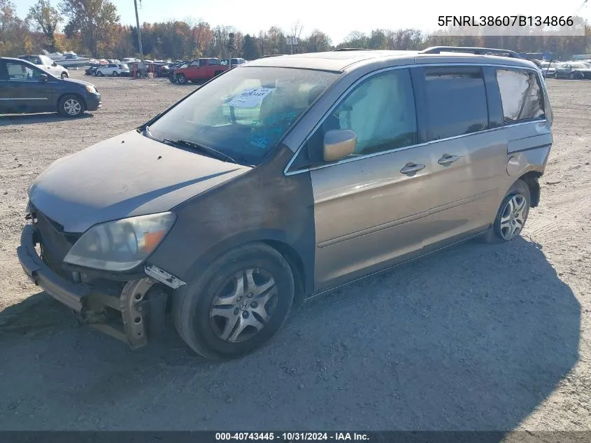 2007 Honda Odyssey Ex-L VIN: 5FNRL38607B134866 Lot: 40743445