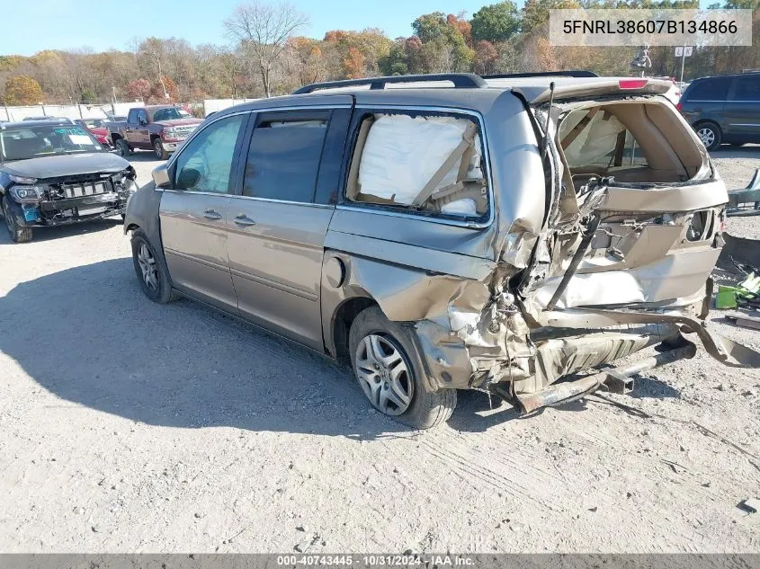 2007 Honda Odyssey Ex-L VIN: 5FNRL38607B134866 Lot: 40743445