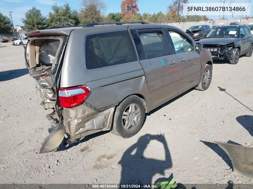 2007 Honda Odyssey Ex-L VIN: 5FNRL38607B134866 Lot: 40743445