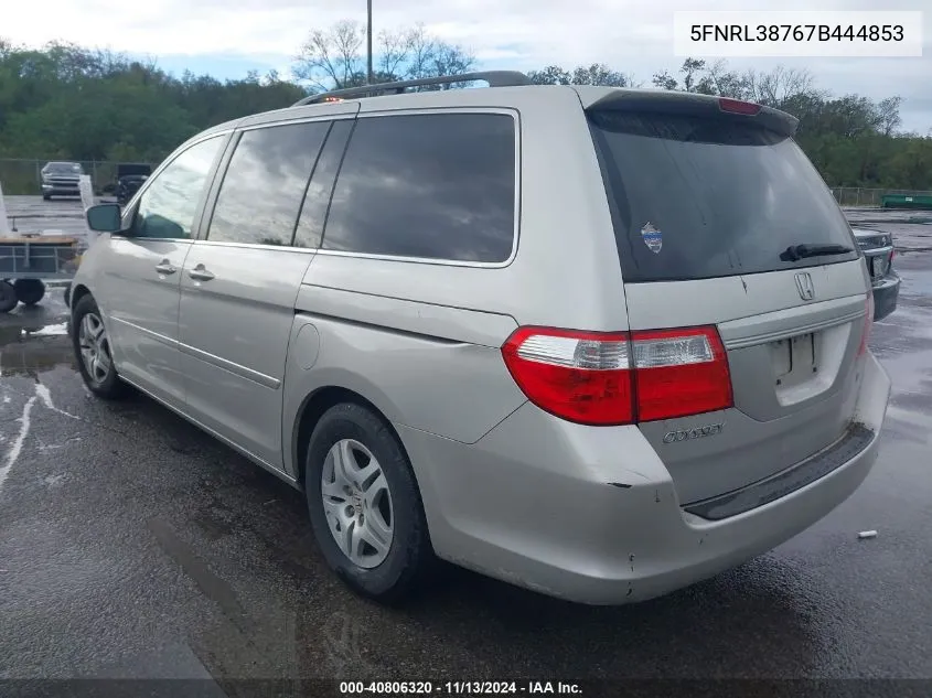 2007 Honda Odyssey Ex-L VIN: 5FNRL38767B444853 Lot: 40806320