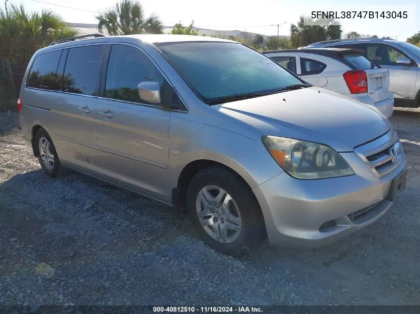 2007 Honda Odyssey Ex-L VIN: 5FNRL38747B143045 Lot: 40812510