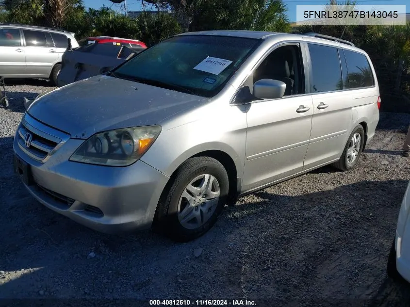 2007 Honda Odyssey Ex-L VIN: 5FNRL38747B143045 Lot: 40812510