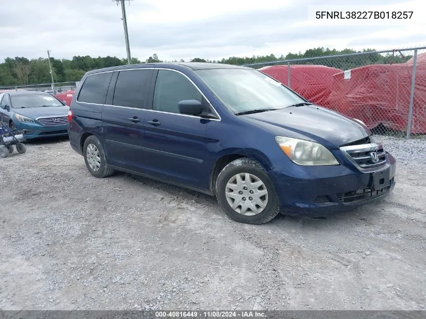 2007 Honda Odyssey Lx VIN: 5FNRL38227B018257 Lot: 40816449