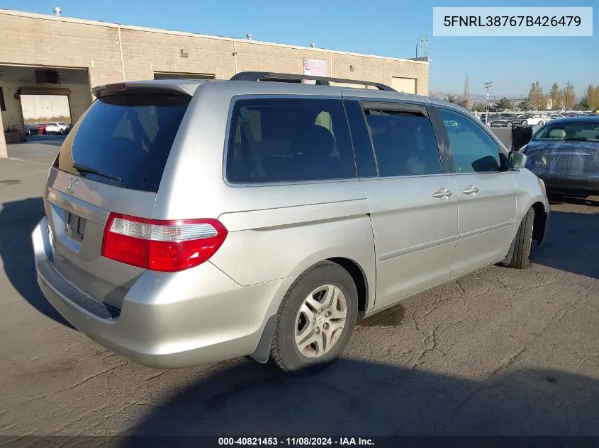 2007 Honda Odyssey Ex-L VIN: 5FNRL38767B426479 Lot: 40821453