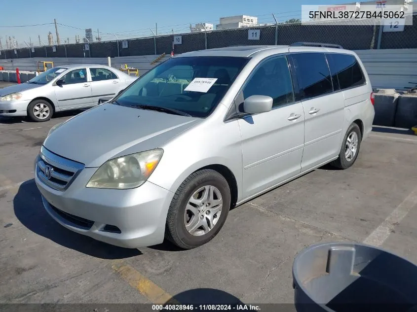 2007 Honda Odyssey Ex-L VIN: 5FNRL38727B445062 Lot: 40828946