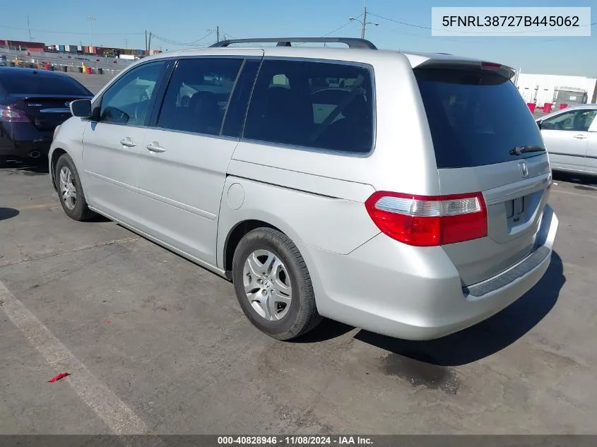 2007 Honda Odyssey Ex-L VIN: 5FNRL38727B445062 Lot: 40828946