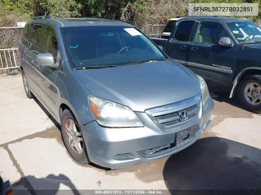 2007 Honda Odyssey Ex-L VIN: 5FNRL38727B032851 Lot: 40831913