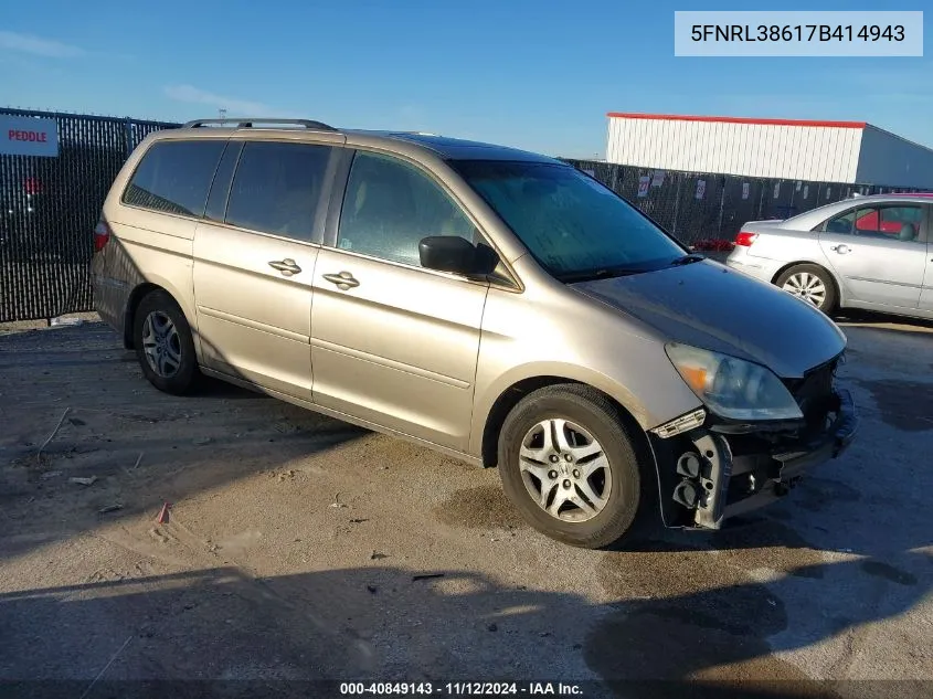 5FNRL38617B414943 2007 Honda Odyssey Ex-L