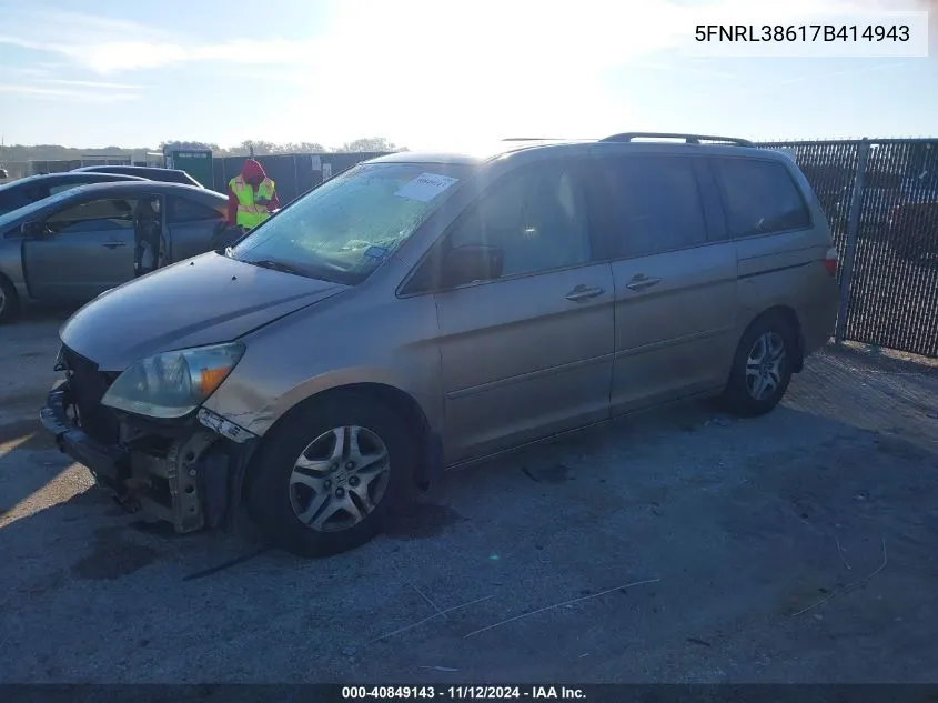 5FNRL38617B414943 2007 Honda Odyssey Ex-L