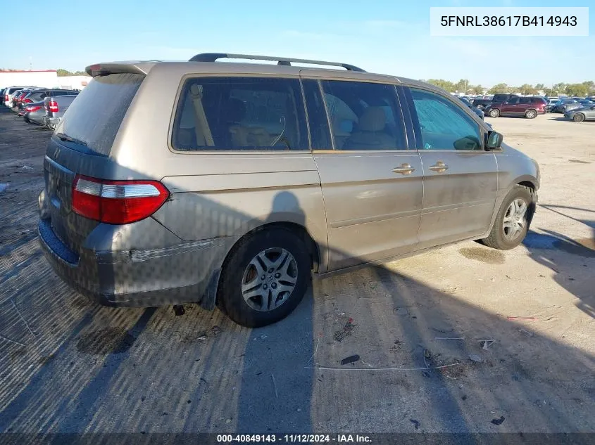 5FNRL38617B414943 2007 Honda Odyssey Ex-L