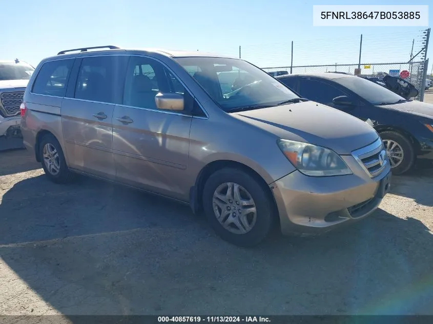 2007 Honda Odyssey Ex-L VIN: 5FNRL38647B053885 Lot: 40857619