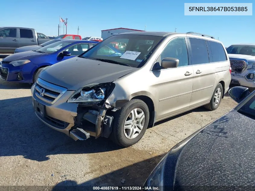 2007 Honda Odyssey Ex-L VIN: 5FNRL38647B053885 Lot: 40857619