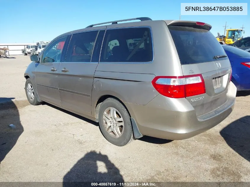 2007 Honda Odyssey Ex-L VIN: 5FNRL38647B053885 Lot: 40857619