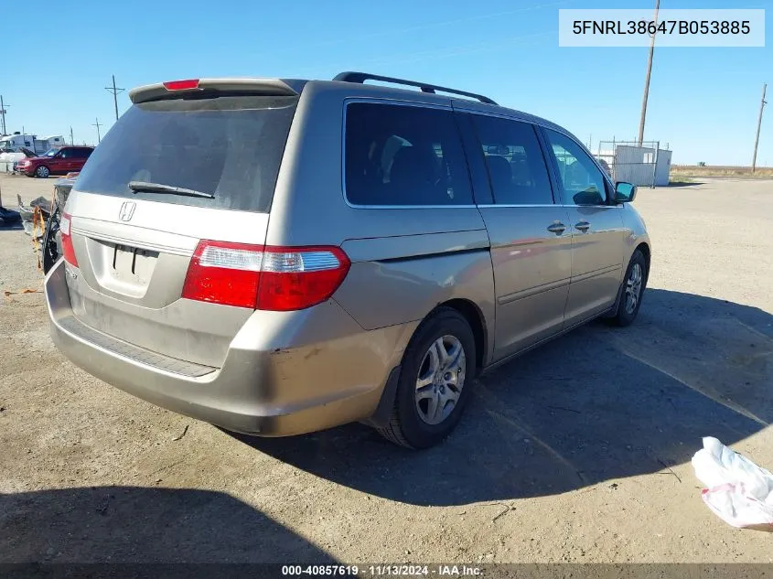 2007 Honda Odyssey Ex-L VIN: 5FNRL38647B053885 Lot: 40857619