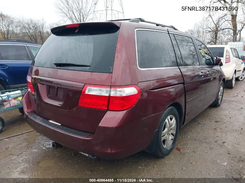 2007 Honda Odyssey Ex-L VIN: 5FNRL38717B431590 Lot: 40864485