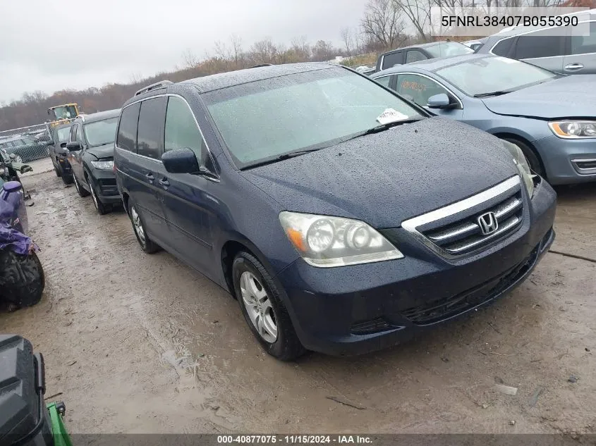 2007 Honda Odyssey Ex VIN: 5FNRL38407B055390 Lot: 40877075