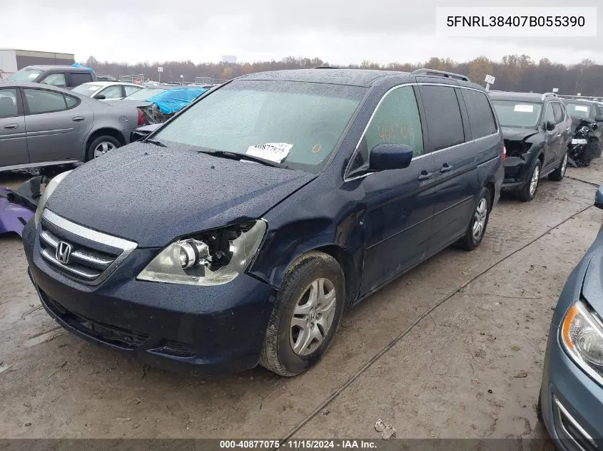 2007 Honda Odyssey Ex VIN: 5FNRL38407B055390 Lot: 40877075