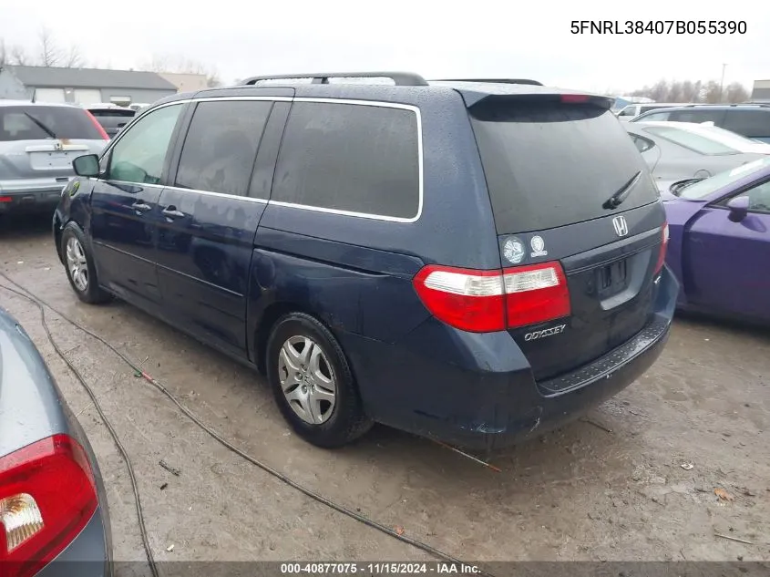 2007 Honda Odyssey Ex VIN: 5FNRL38407B055390 Lot: 40877075