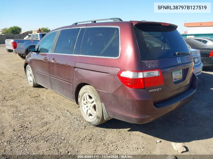 2007 Honda Odyssey Ex-L VIN: 5FNRL38797B127519 Lot: 40881111