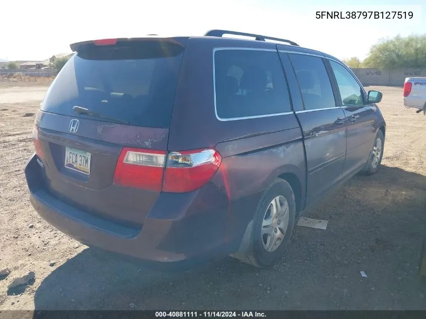 2007 Honda Odyssey Ex-L VIN: 5FNRL38797B127519 Lot: 40881111